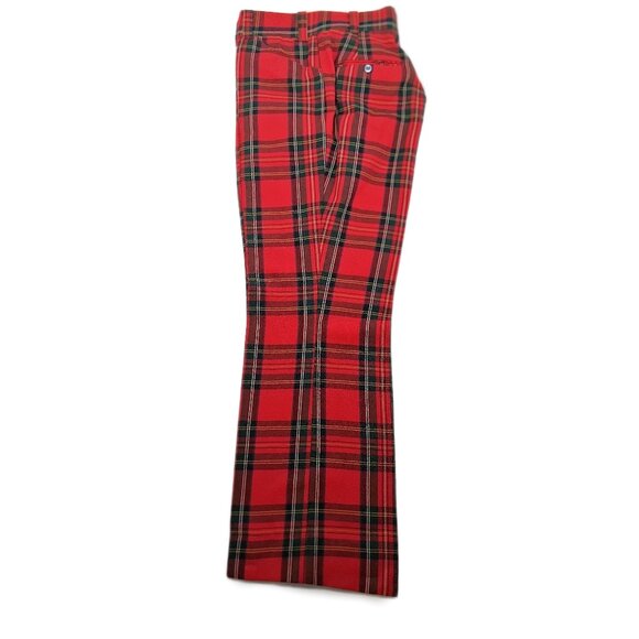 Vintage Pants - VTG 70s Wool Tartan Plaid Flare Pants High Rise Bell Bottom Punk Rock  30" x 29"